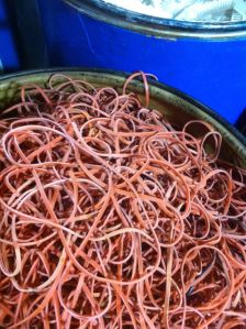 Barrel of rubber bands at The Scrap Exchange